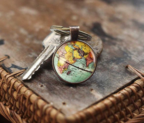 World Map Globe Keychain