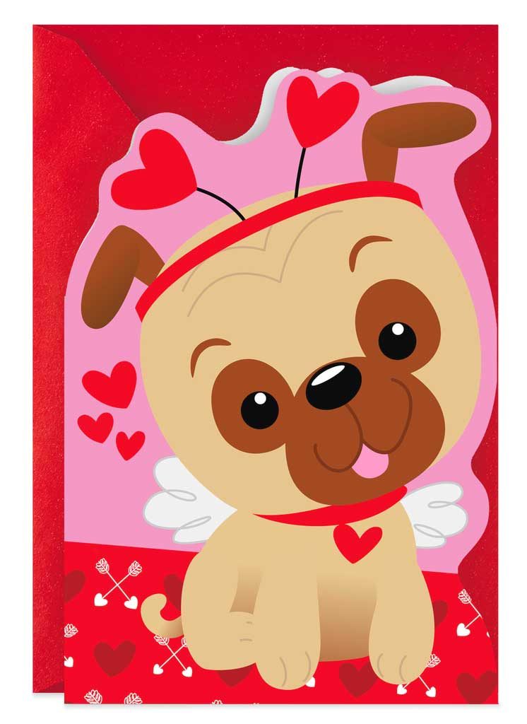 Cupid Pug Puppy Card