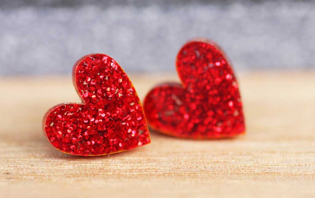 Love Heart Glitter Earrings