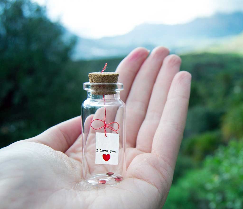 I Love You Message in Miniature Bottle