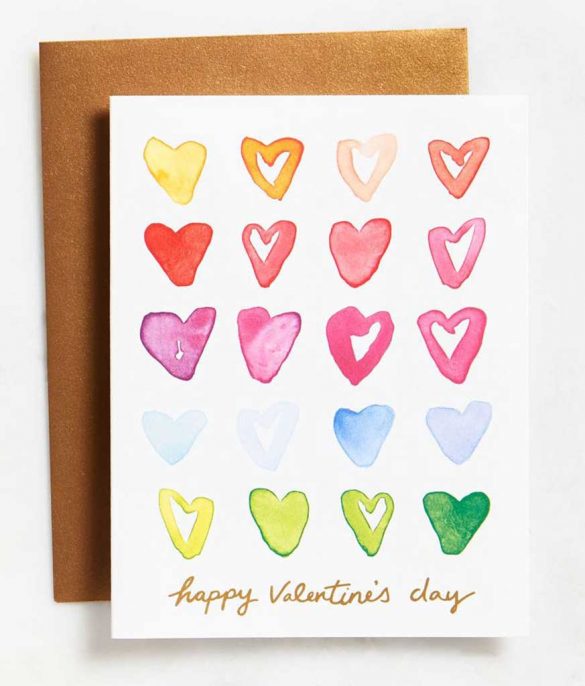 Rainbow Hearts Valentine's Card