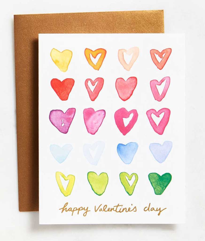Rainbow Hearts Valentine's Card